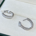White Gold Emerald-Cut Diamond Channel-Set Huggie Hoops