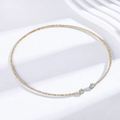 Gold Open-Flex Tennis Choker with Dual Round Crystal Terminals