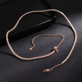 Rose Gold Adjustable Tennis Necklace with Bolo Slide Clasp