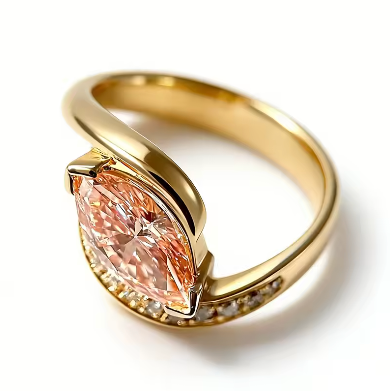 Yellow Gold Marquise Champagne Sapphire Bypass Ring