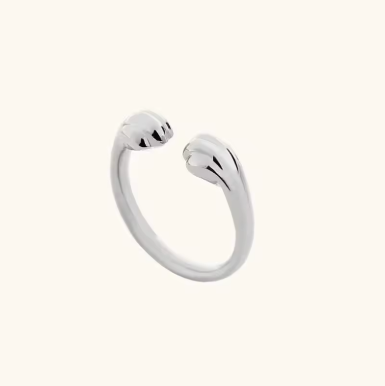 Silver Minimalist Cat Paw Open Wrap Ring
