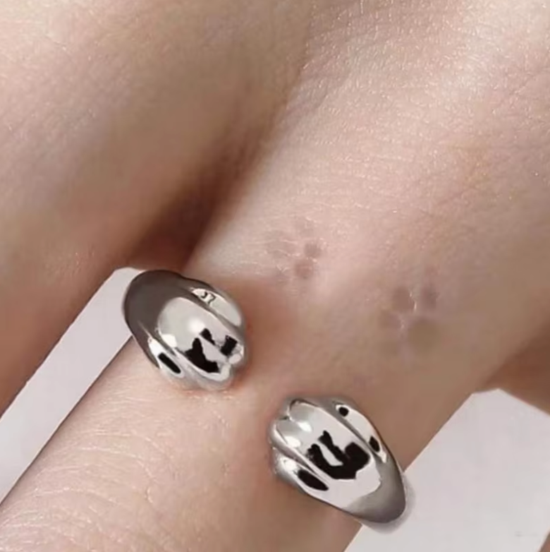 Silver Minimalist Cat Paw Open Wrap Ring